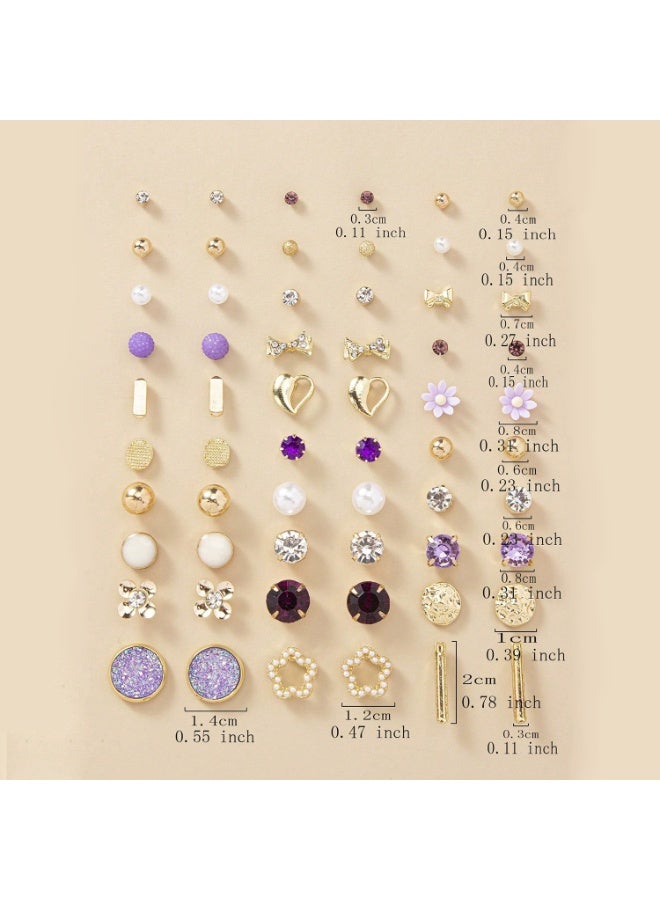 Fashion 30 Pairs Earrings Combo Set Latest Stylish Crystal Pearl Earrings for Women and Girls - Image 5